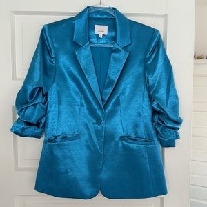 Cinq à Sept Satin Ruched Sleeve Jacket